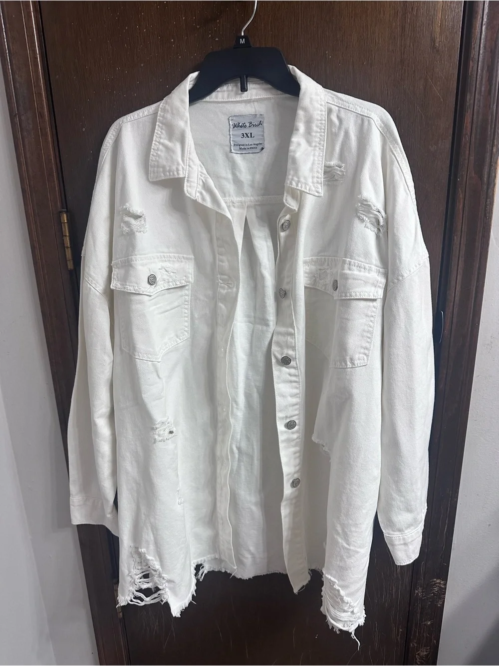 White Birch Distressed Oversized Jacket - 3XL